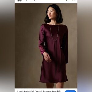 2 for $30 sale: Banana republic red shiney long sleeve dress draped low back - S